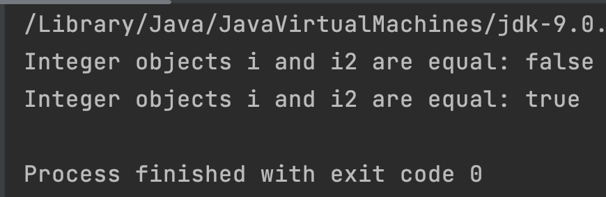 Java Integer equals() example Output1