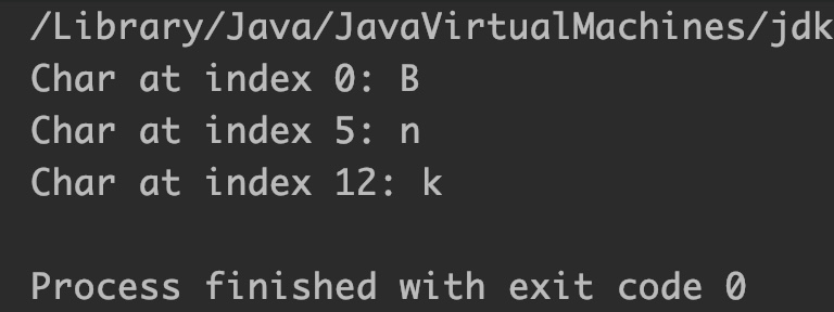 Java StringBuffer charAt() Output 3