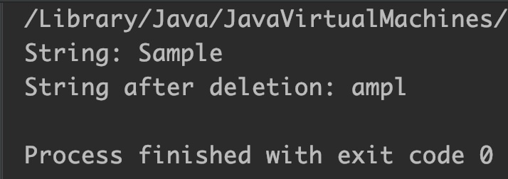 Java StringBuffer delete() Output 3