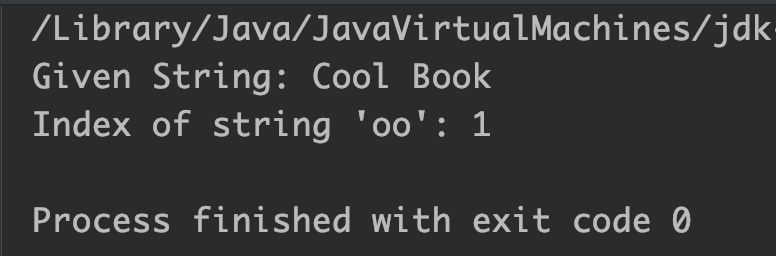 Java StringBuffer indexOf() Output 1