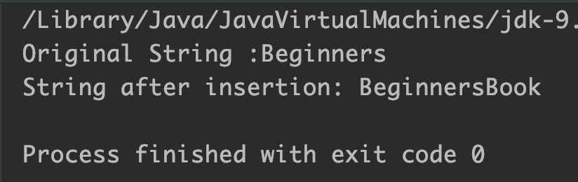 Java StringBuffer insert() Example Output 2