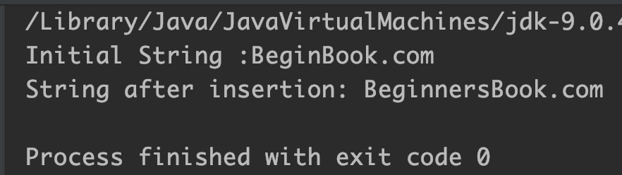 Java StringBuffer insert() Example Output 3