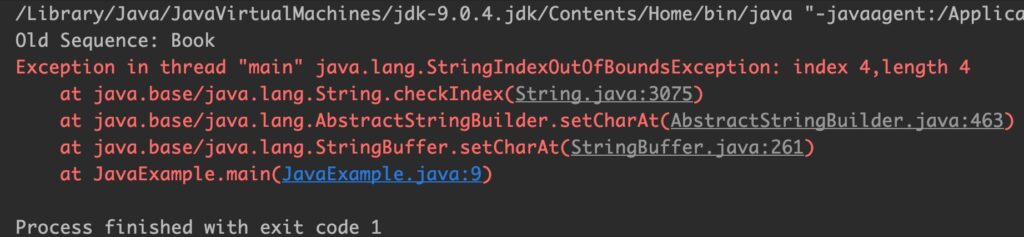 Java StringBuffer setCharAt() Output3