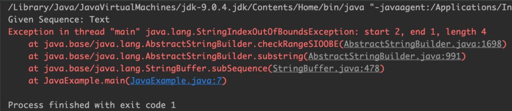 Java StringBuffer subSequence() Output3