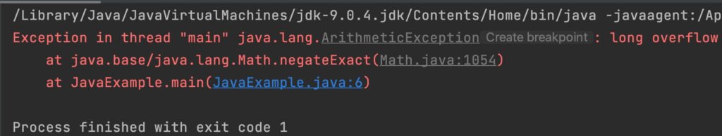 Java Math.negateExact() Example Output_4