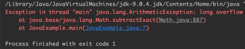 Java Math.subtractExact() Example Output_4