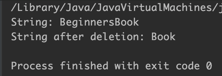 Java StringBuilder delete() Output_1