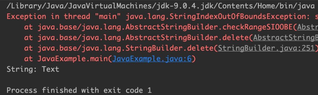 Java StringBuilder delete() Output_4