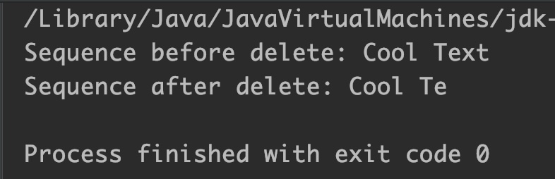 Java StringBuilder deleteCharAt Example Output_2