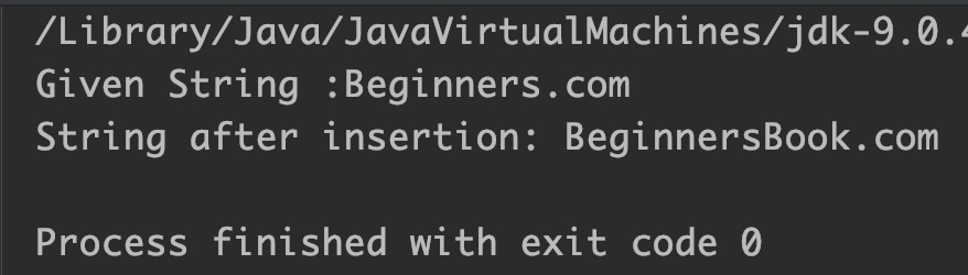 Java StringBuilder insert() example Output_3