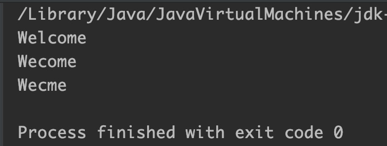 Java StringBuffer deleteCharAt() Example Output