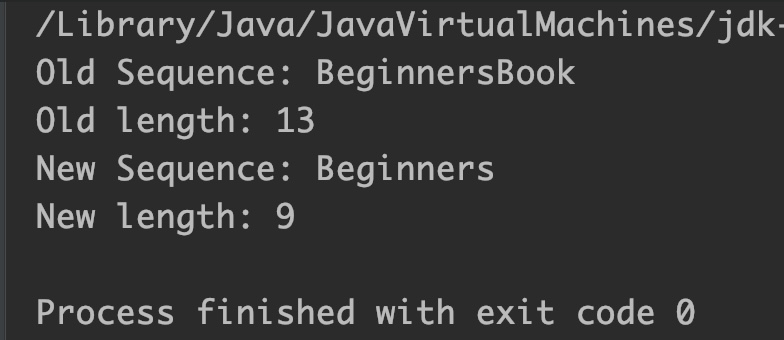 Java StringBuffer setLength() Example Output_1