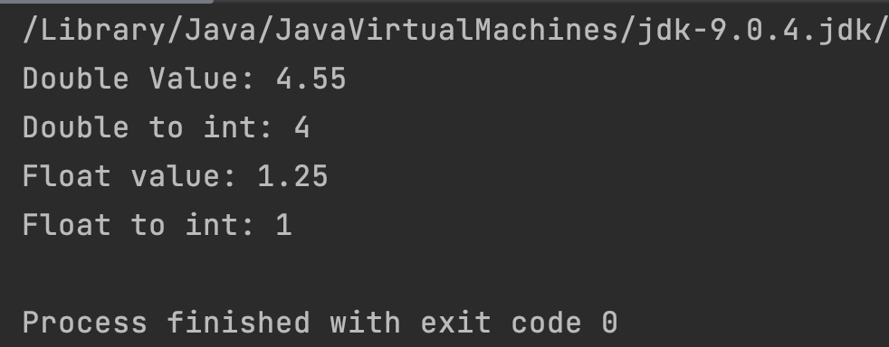 Type casting example output - Explicit casting