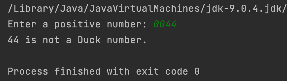 Check Duck number Java Output2