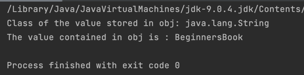 Java String to Object Example Output